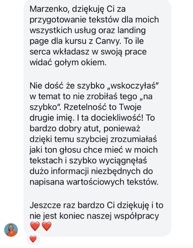 Opinia klientki 1